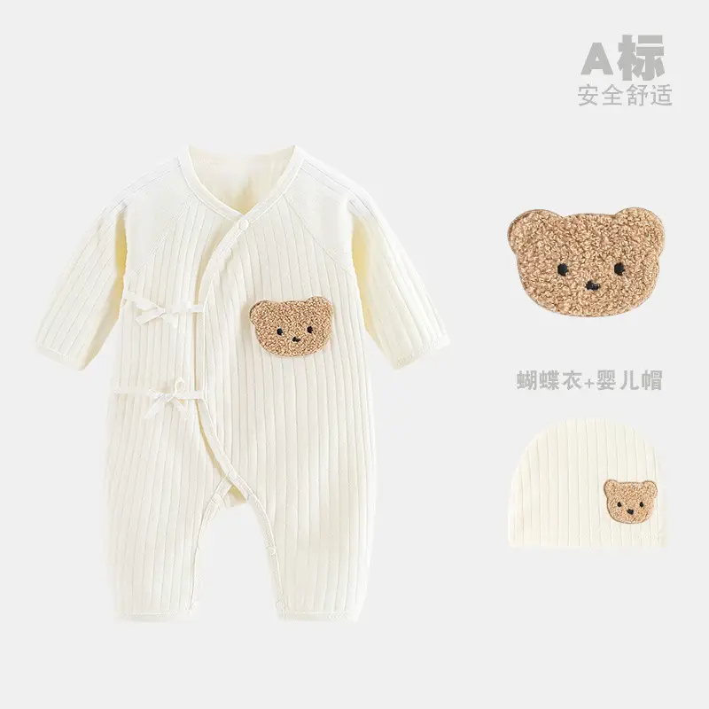 Newborn Cotton Butterfly Jumpsuit Set with Hat - Image 21