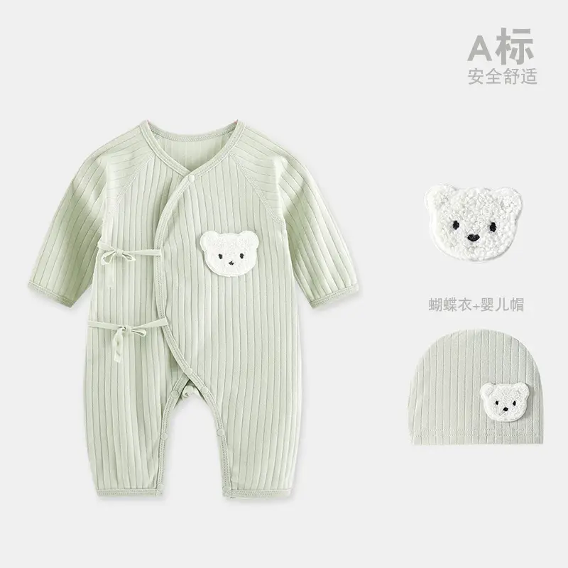 Newborn Cotton Butterfly Jumpsuit Set with Hat - Image 22