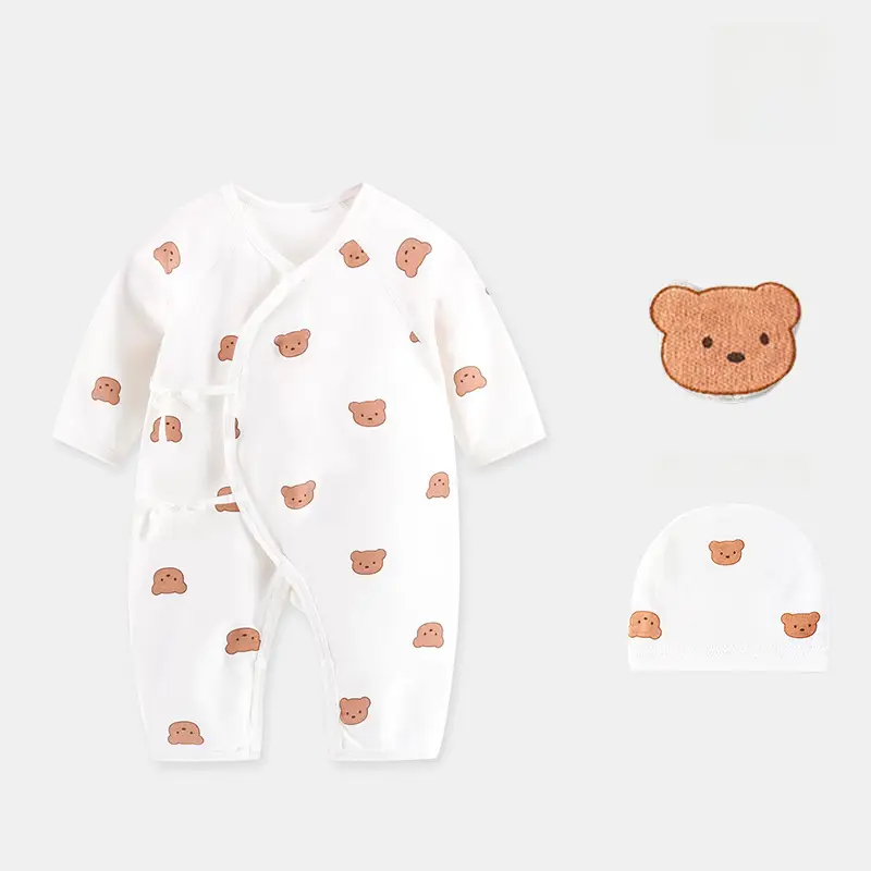 Newborn Cotton Butterfly Jumpsuit Set with Hat - Image 2