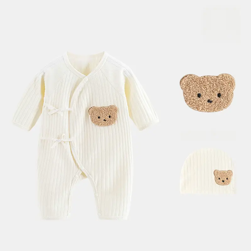 Newborn Cotton Butterfly Jumpsuit Set with Hat - Image 7