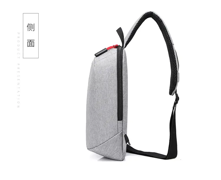 New Men's Grey Printed Chest Bag Large Capacity — feature 10