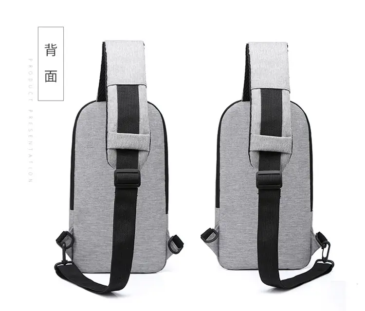New Men's Grey Printed Chest Bag Large Capacity — feature 11