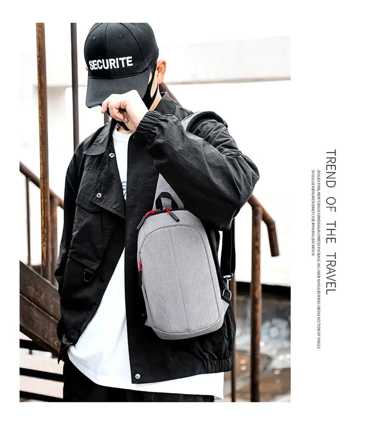 New Men's Grey Printed Chest Bag Large Capacity — feature 27