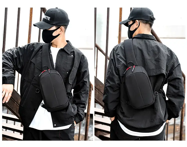 New Men's Grey Printed Chest Bag Large Capacity — feature 29