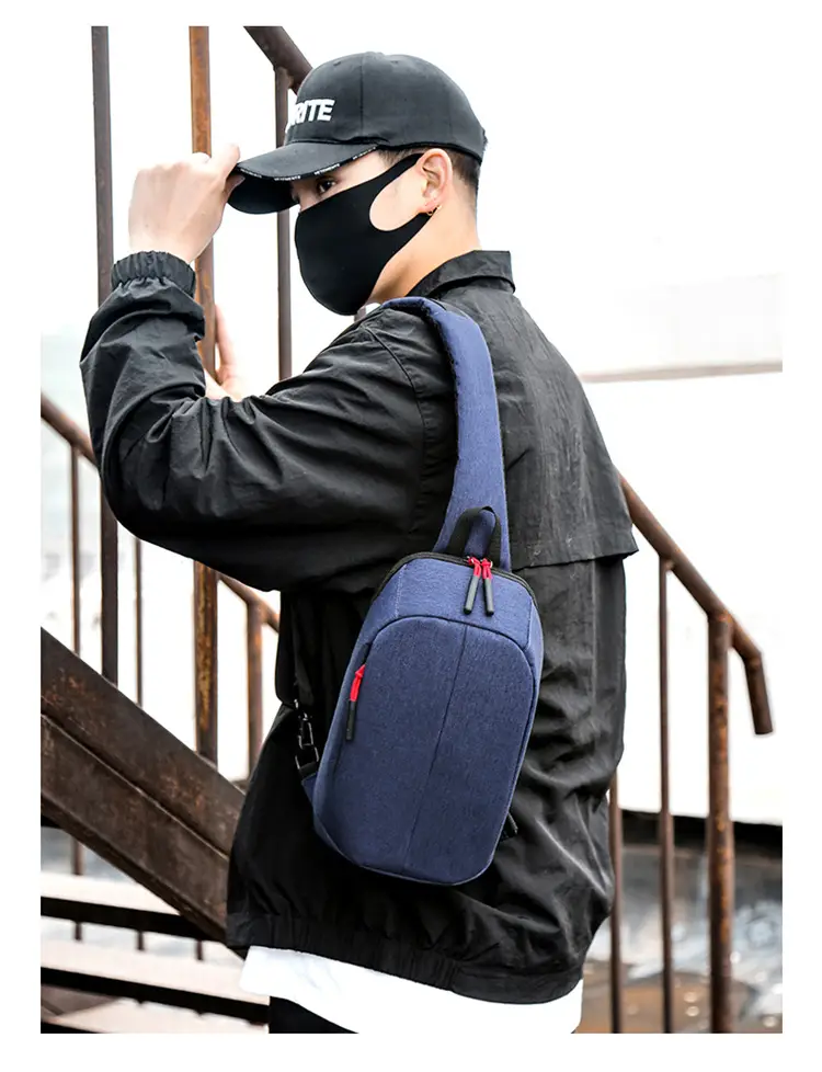 New Men's Grey Printed Chest Bag Large Capacity — feature 30