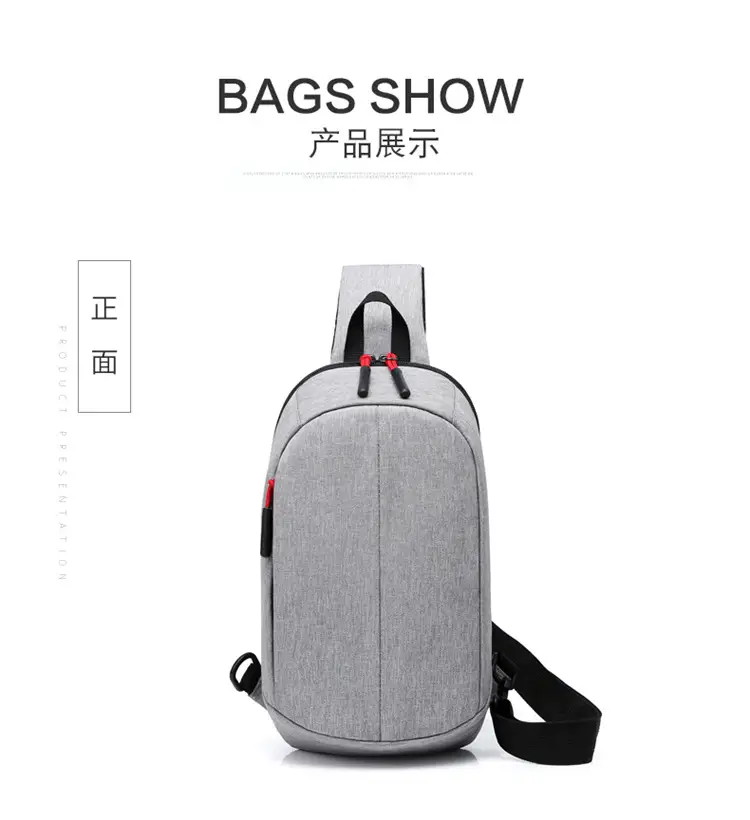 New Men's Grey Printed Chest Bag Large Capacity — feature 7