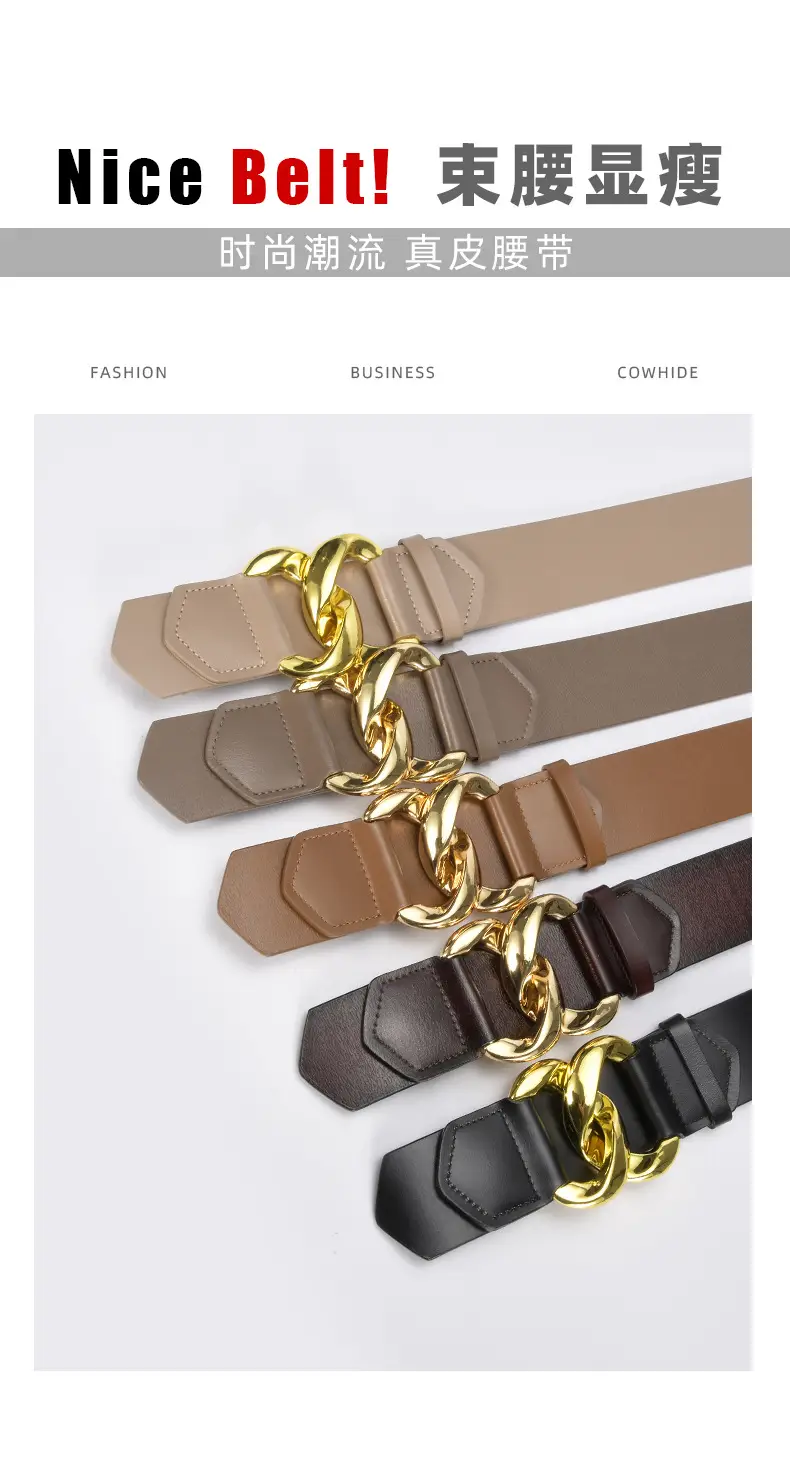 Golden CC Buckle Wide Coat Belt for Women β feature 14