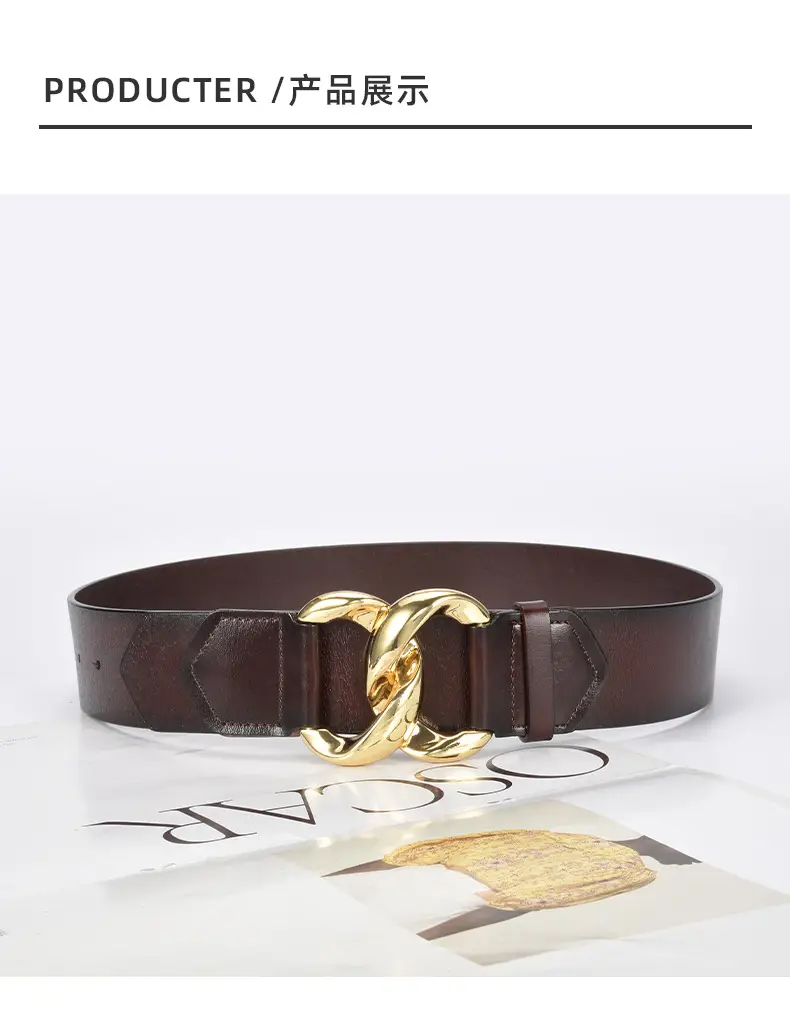 Golden CC Buckle Wide Coat Belt for Women β feature 20