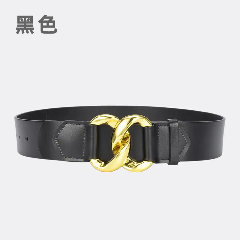 Golden CC Buckle Wide Coat Belt for Women