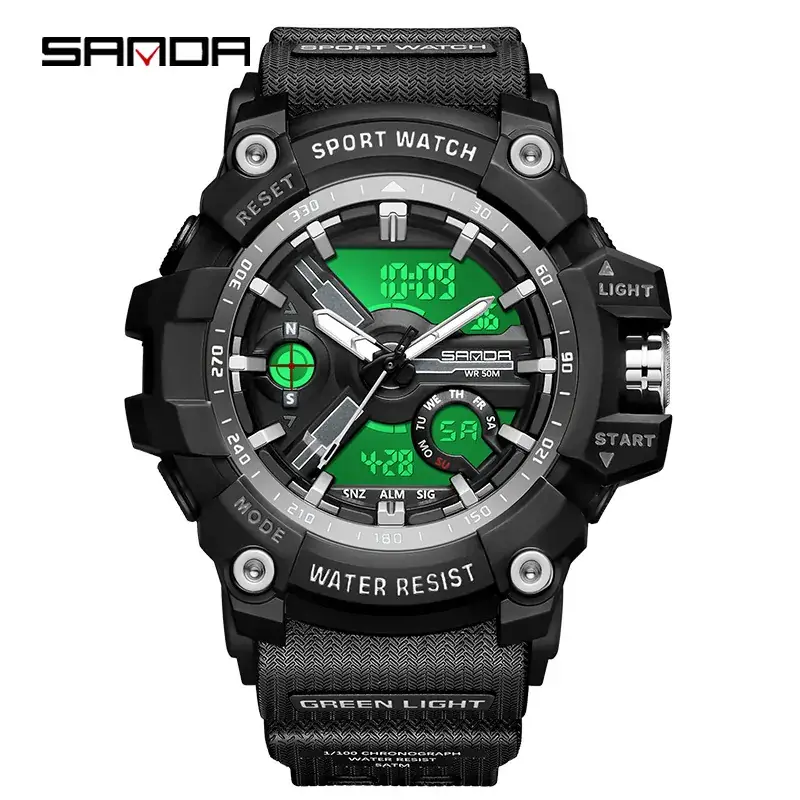 Sanda Waterproof Shockproof Men's Watch with Digital Display - Image 2