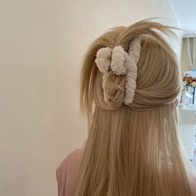 13CM Black Plush Hairpin Clip for Women - Image 13