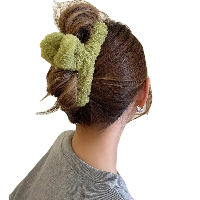 13CM Black Plush Hairpin Clip for Women - Image 14