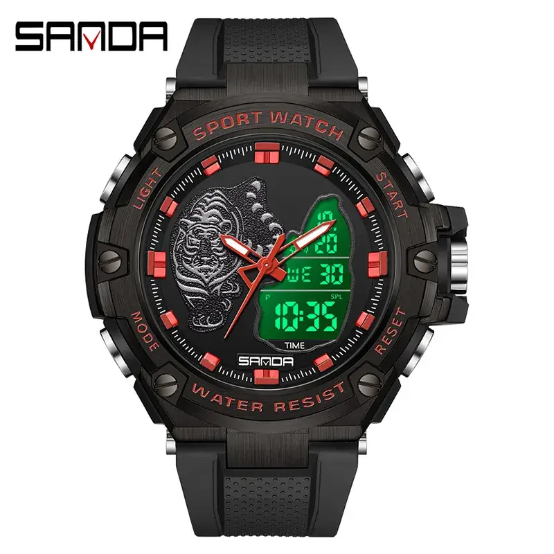 Sanda New Beast Youth Digital Watch Green Alloy Waterproof Alarm Clock Men's Watch - Image 5