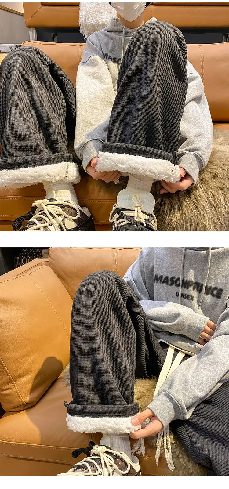 Men Winter Beige Wool Sweatpants Thick 2025 — feature 15
