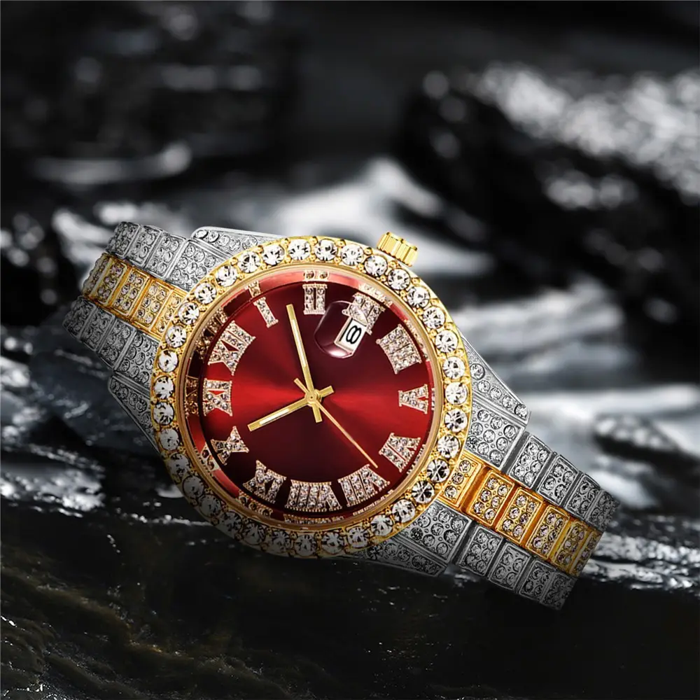 New Diamond-Encrusted Roman Band Men's Watch — feature 10