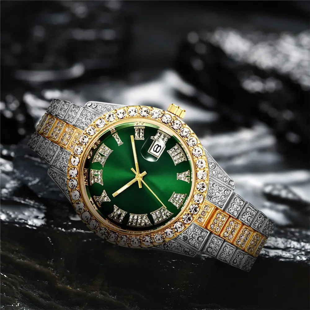 New Diamond-Encrusted Roman Band Men's Watch — feature 6