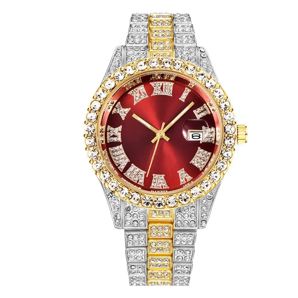 New Diamond-Encrusted Roman Band Men's Watch
