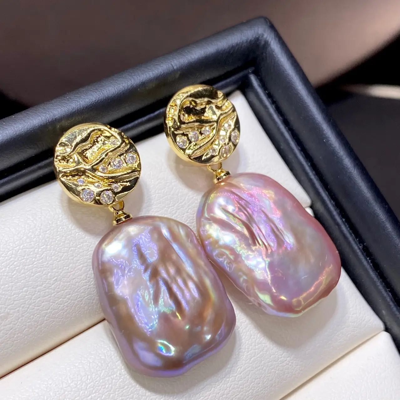 Pink & Purple Pearl Earrings Foreign Trade Special Shape - Image 5