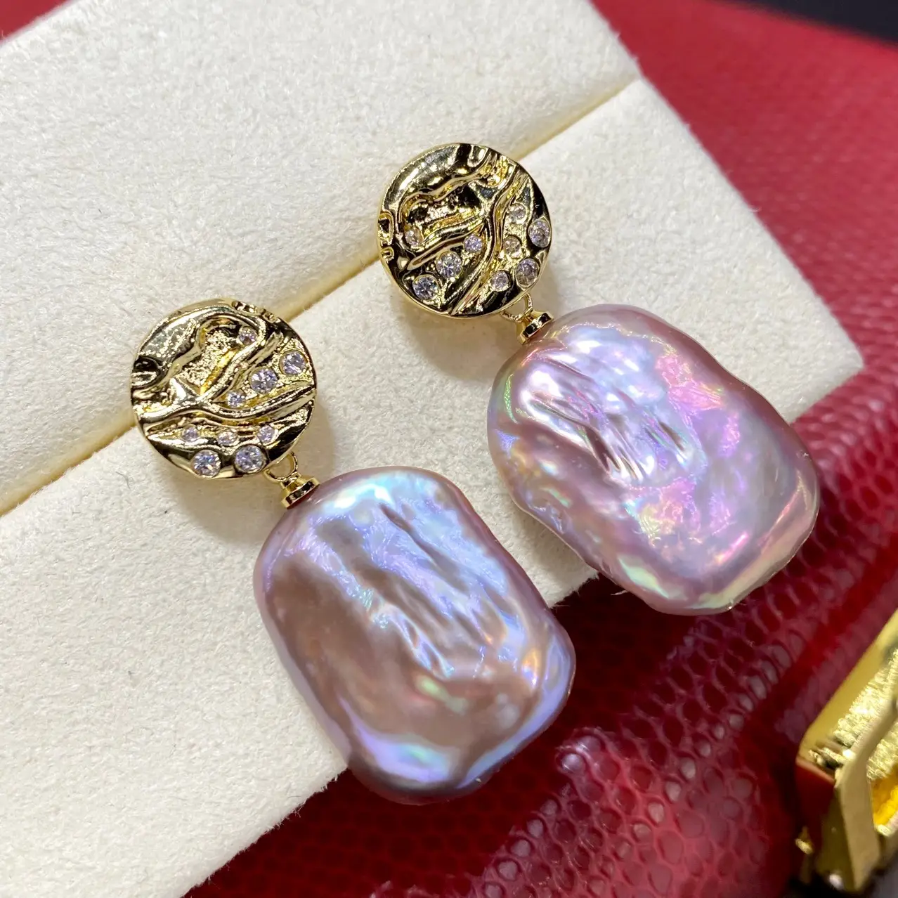 Pink & Purple Pearl Earrings Foreign Trade Special Shape — feature 5