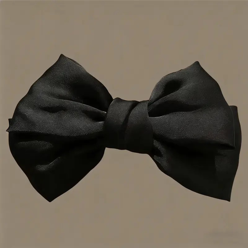 Black Satin Bow Hairpin with Red Shark Clip — feature 6