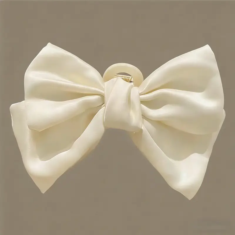 Black Satin Bow Hairpin with Red Shark Clip - Image 2