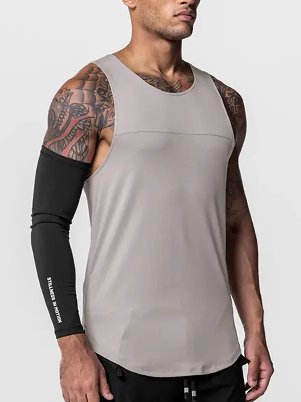 Men's Black Sleeveless Fitness Vest High Elastic Mesh