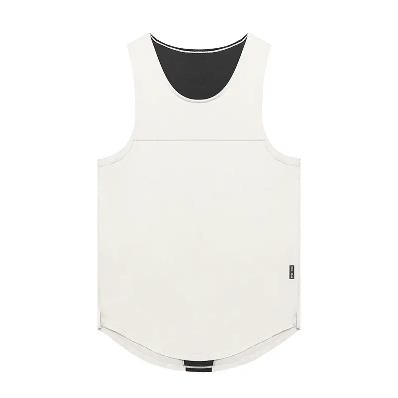 Men's Black Sleeveless Fitness Vest High Elastic Mesh