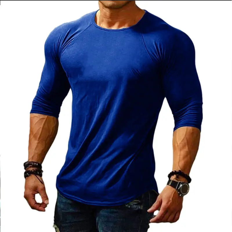 Men's Black Round Neck Long Sleeve T-Shirt Slim Fit - Image 5