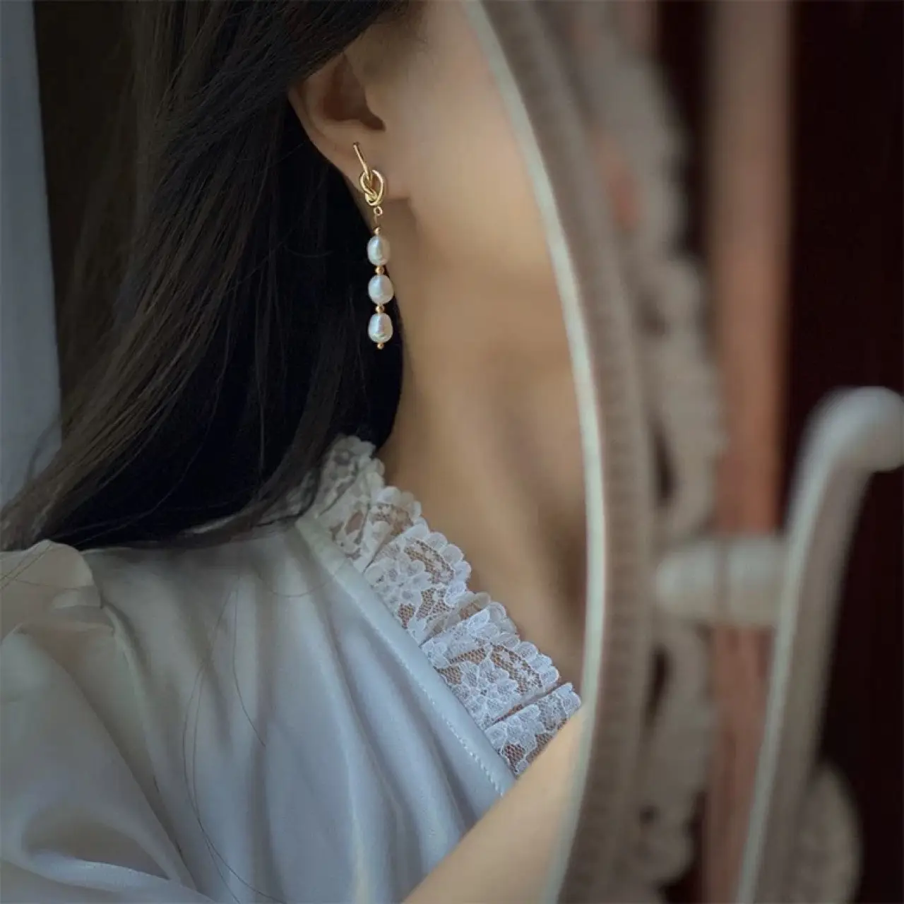 Pearl Tear Earrings with 14K Gold Plating - Image 2