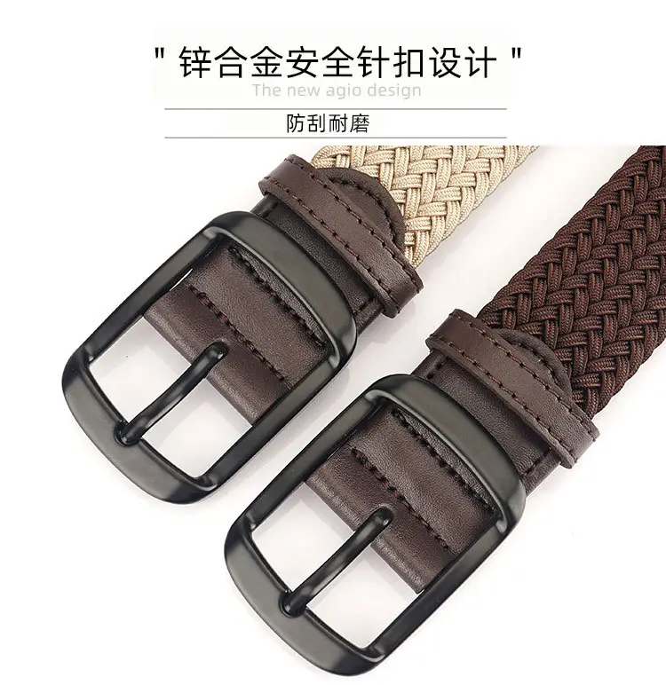 Men's Navy Blue Woven Pin Buckle Belt β feature 11