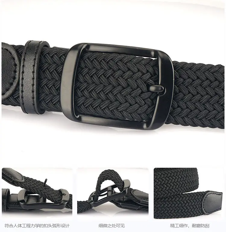 Men's Navy Blue Woven Pin Buckle Belt β feature 13
