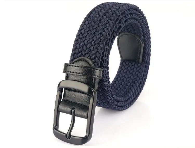 Men's Navy Blue Woven Pin Buckle Belt β feature 17