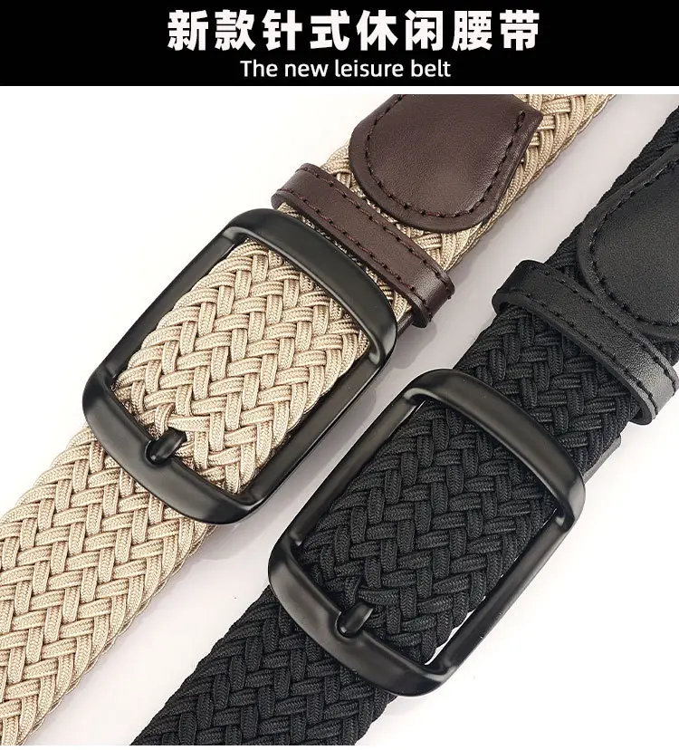 Men's Navy Blue Woven Pin Buckle Belt β feature 5
