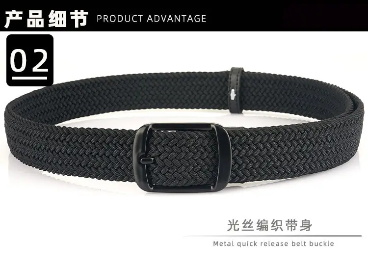 Men's Navy Blue Woven Pin Buckle Belt β feature 7