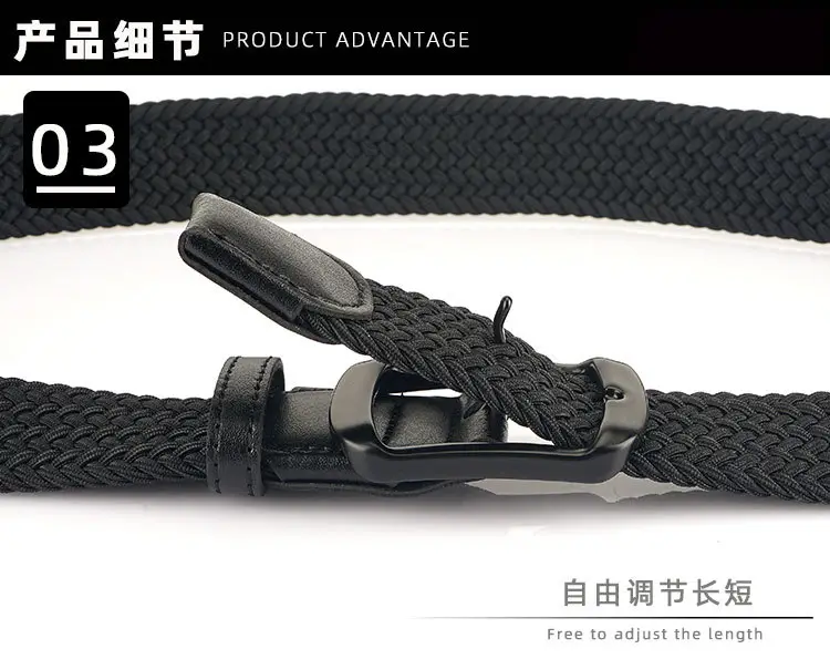 Men's Navy Blue Woven Pin Buckle Belt β feature 8