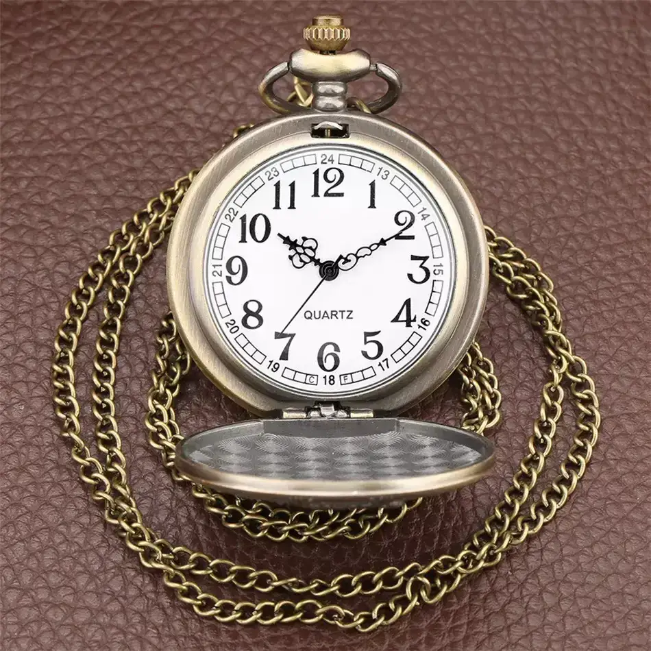 Vintage Pirate Skull Pocket Watch with Gold Chain