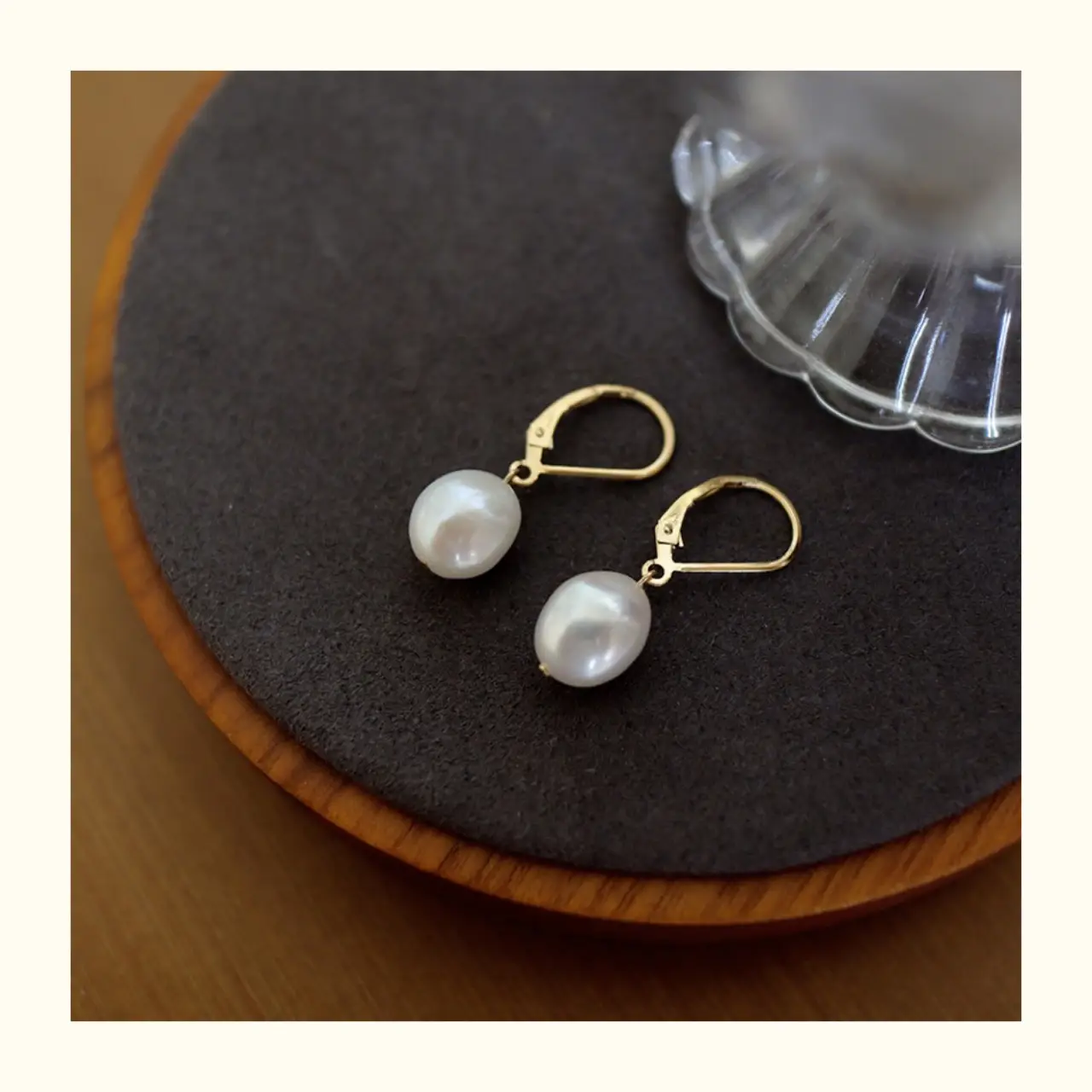 14K Gold Pearl Earrings for Women - Image 2