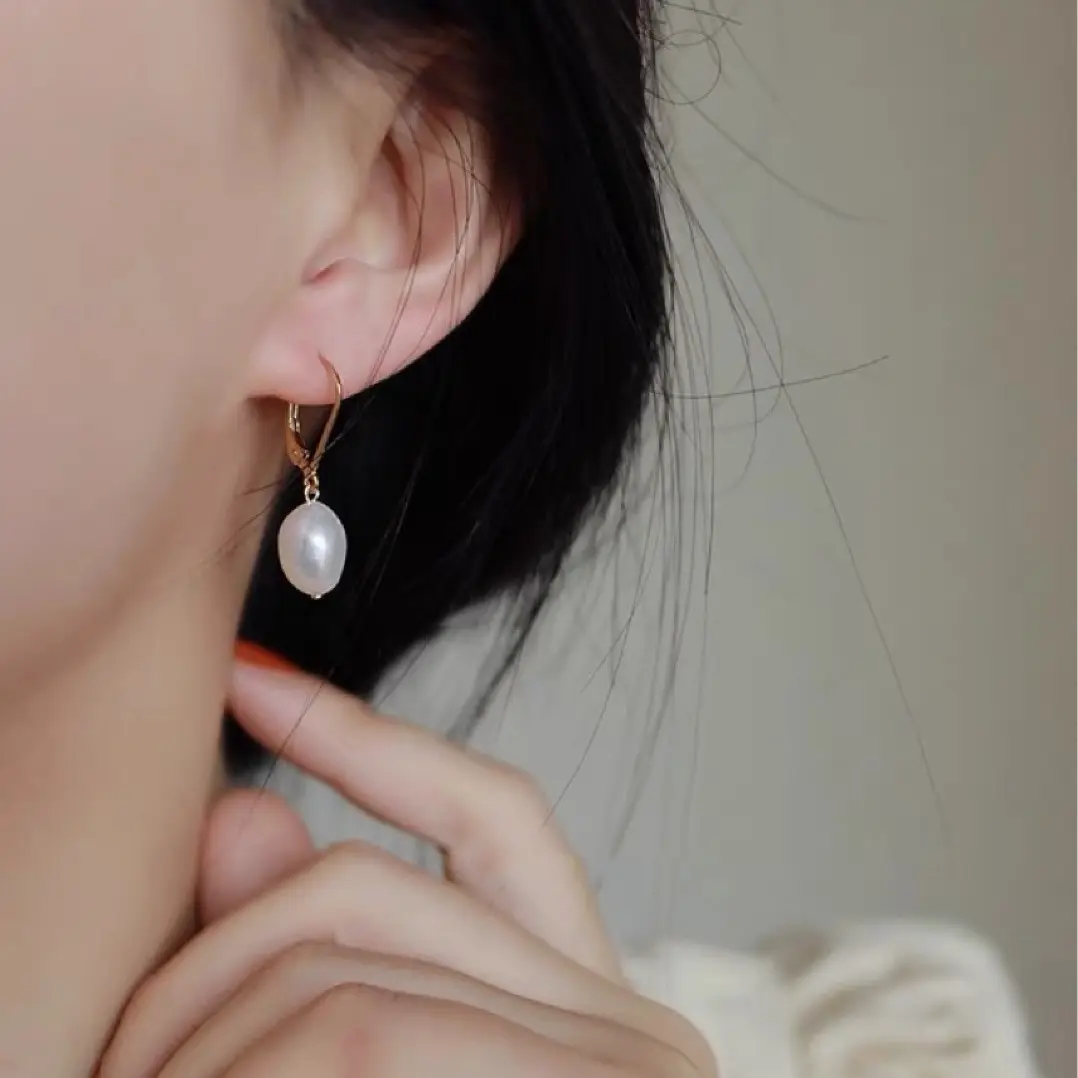 14K Gold Pearl Earrings for Women - Image 4