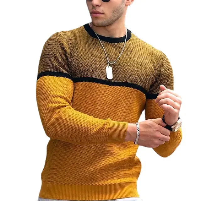 Men's Grey Black Crewneck T-Shirt Spring Autumn