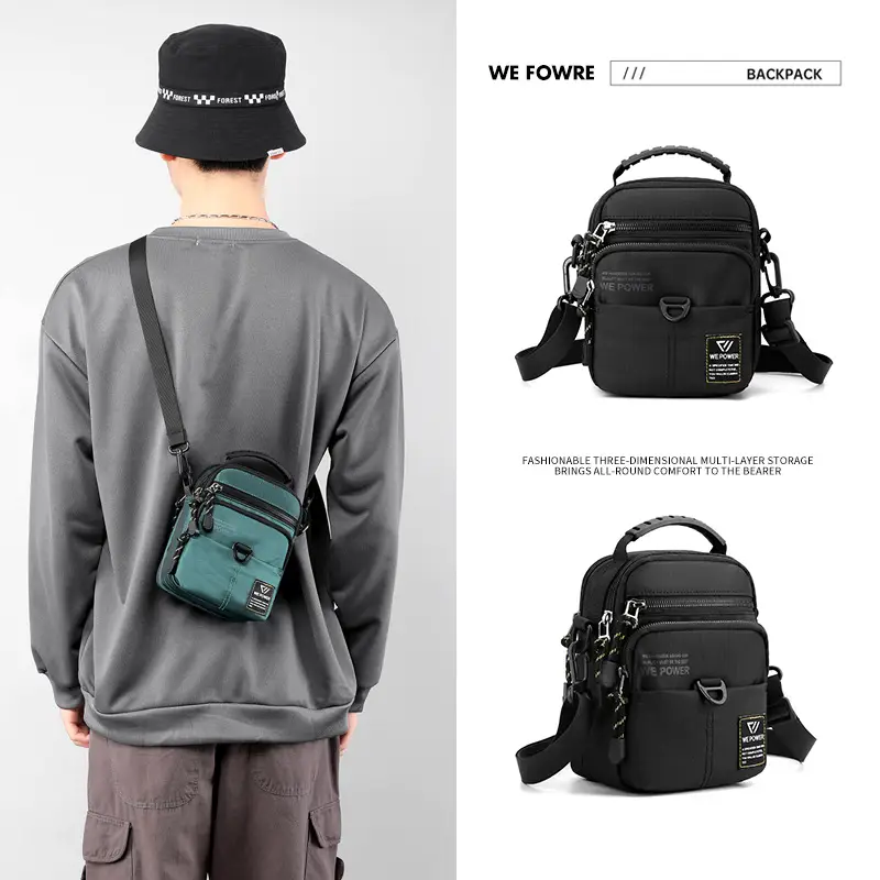 Men's Black Water-Resistant Crossbody Bag - Image 7