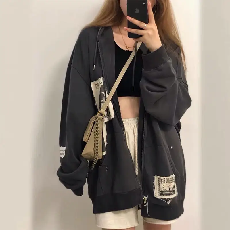 Women American Style Hooded Oversize Coat Black - Image 5