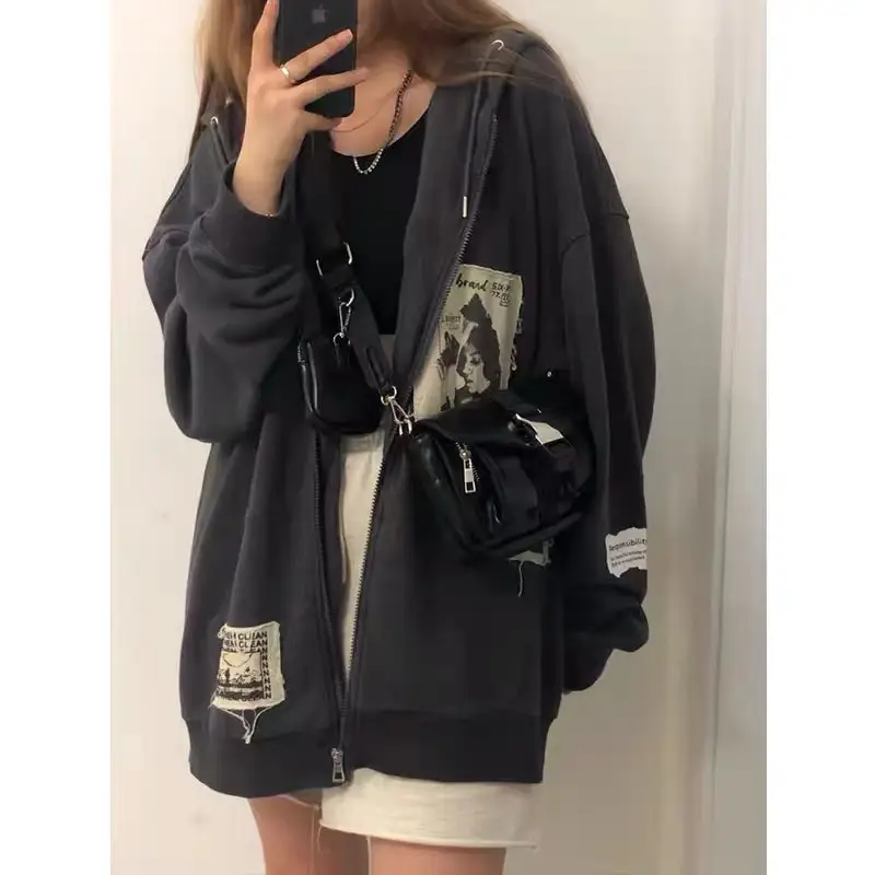 Women American Style Hooded Oversize Coat Black — feature 1