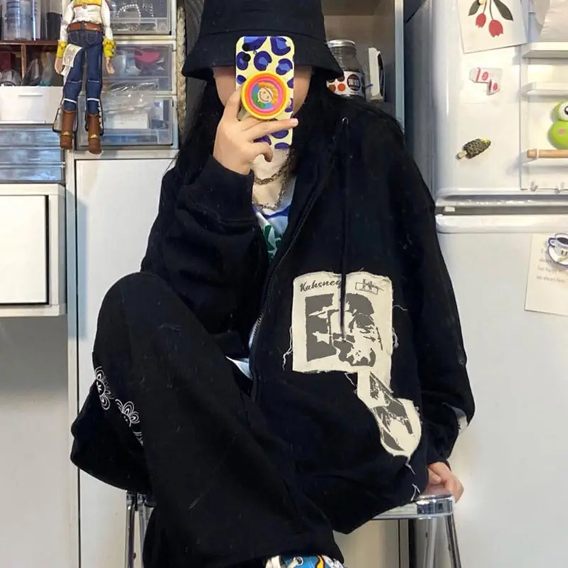 Women American Style Hooded Oversize Coat Black — feature 16