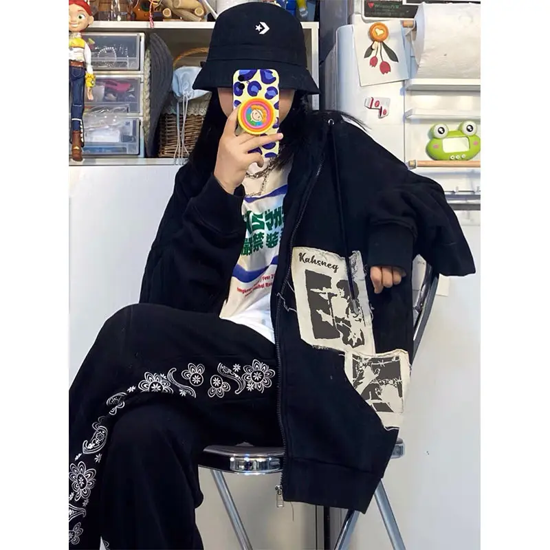 Women American Style Hooded Oversize Coat Black — feature 2