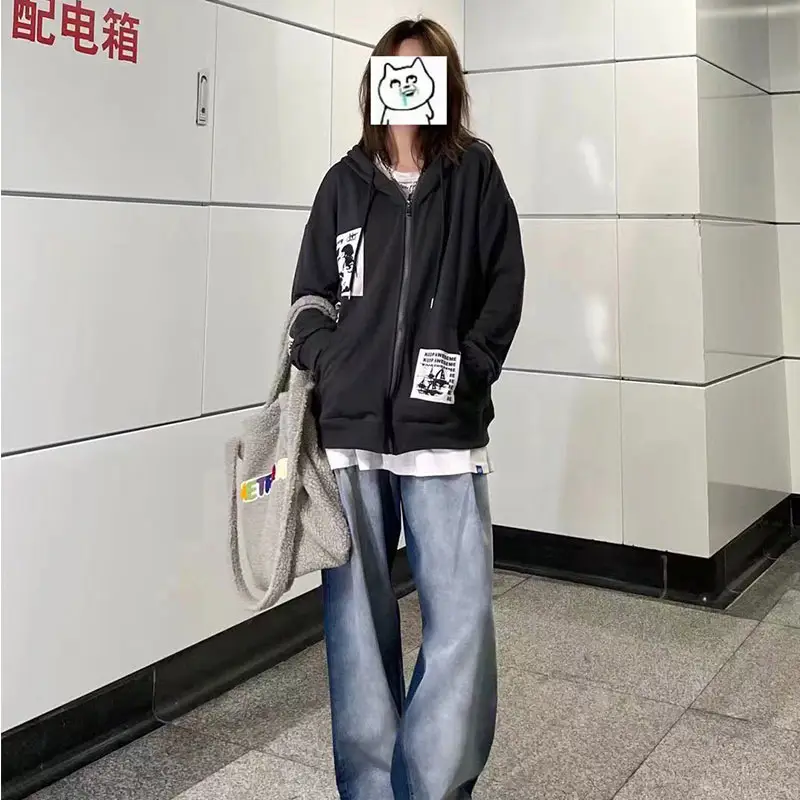 Women American Style Hooded Oversize Coat Black — feature 3
