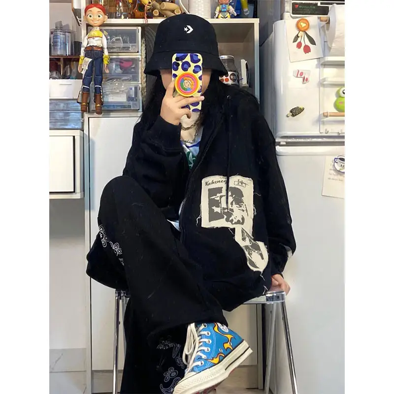 Women American Style Hooded Oversize Coat Black — feature 5