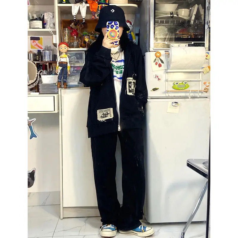 Women American Style Hooded Oversize Coat Black — feature 7