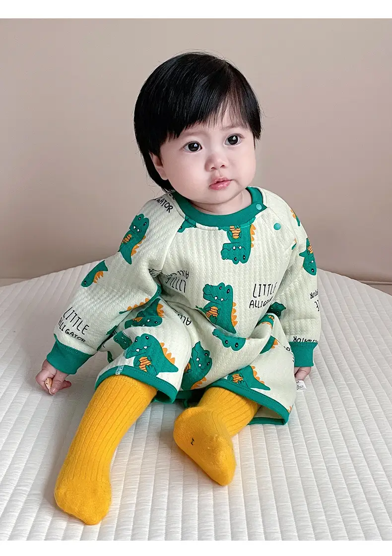 Infant Quilted Onesie with Dinosaur Print — feature 10