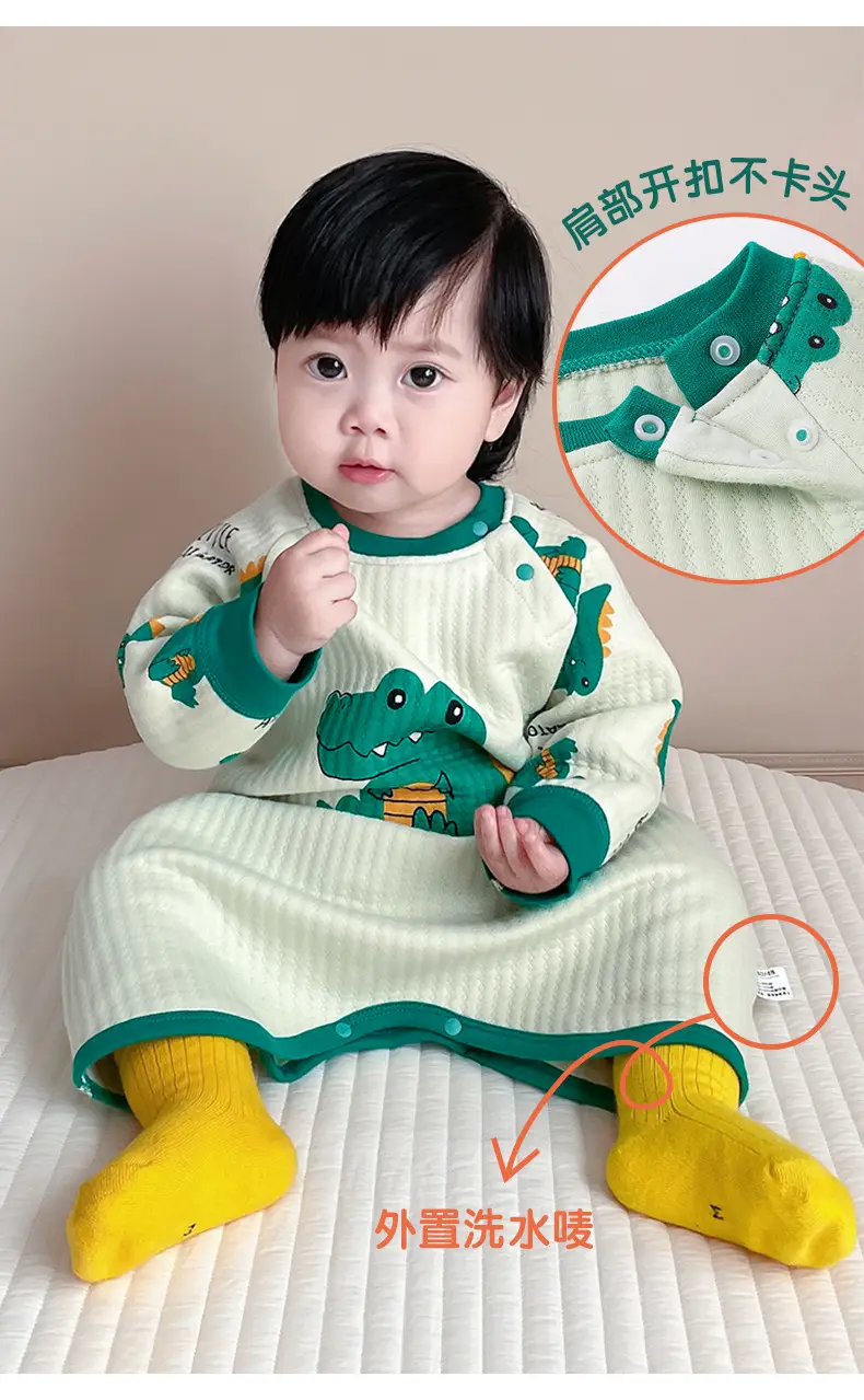 Infant Quilted Onesie with Dinosaur Print — feature 4