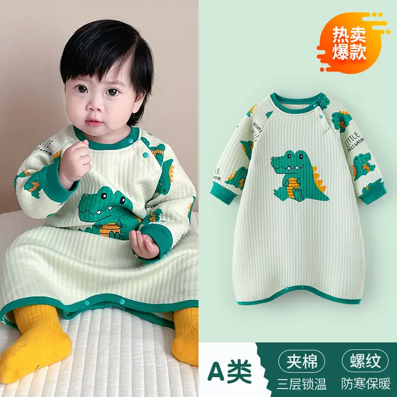 Infant Quilted Onesie with Dinosaur Print